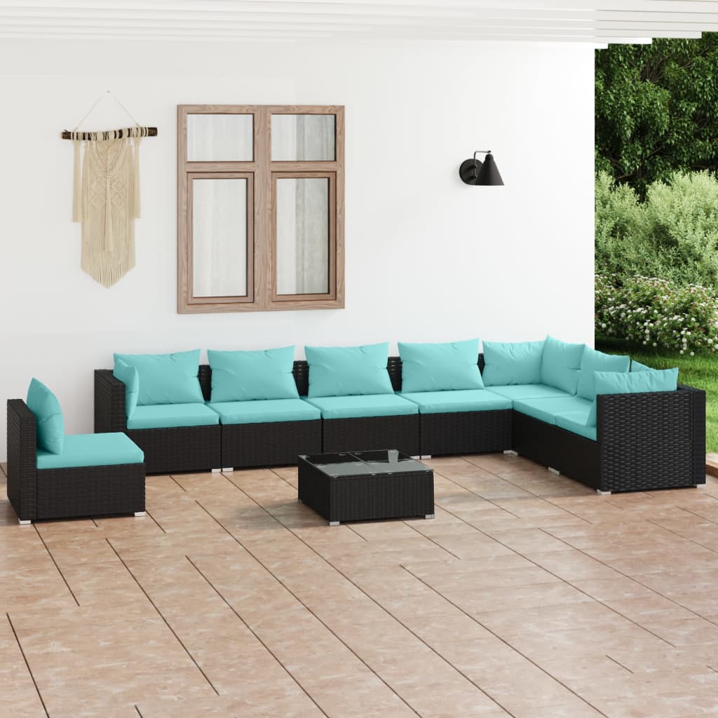 5 Piece Patio Lounge Set With Cushions Poly Rattan Brown