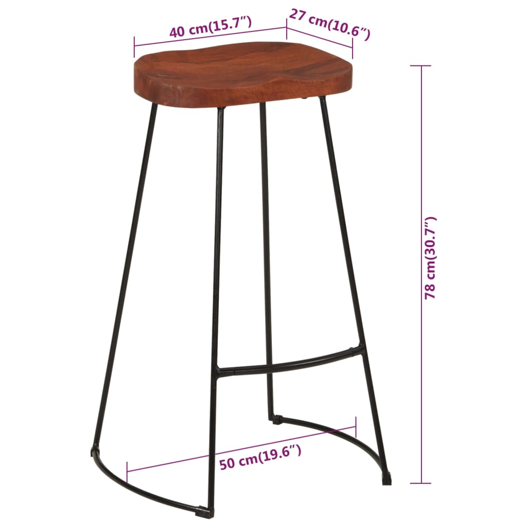 Gavin Bar Stools 2 Pcs 19.7&quot;X15.7&quot;X30.7&quot; Solid Wood Mango