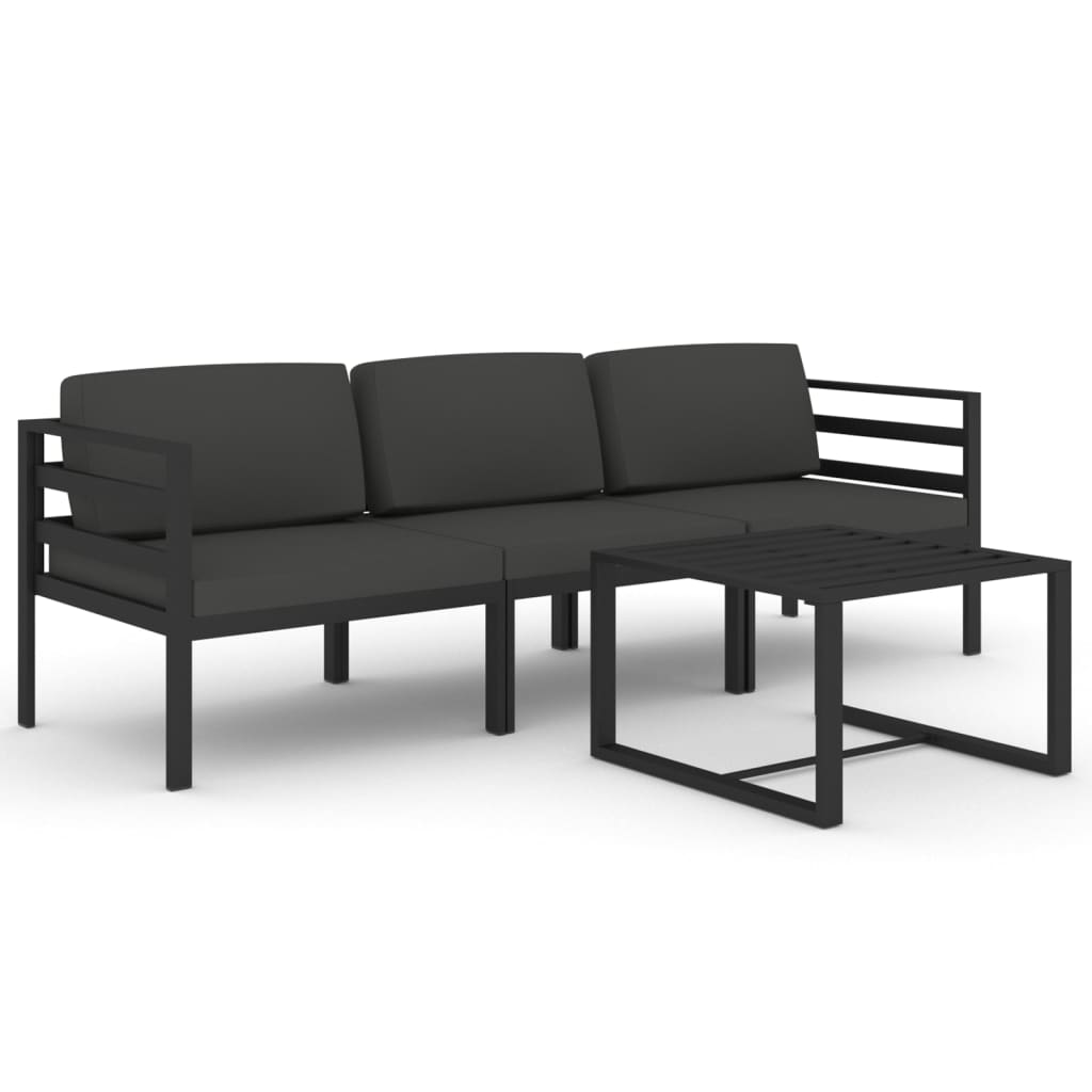 4 Piece Patio Lounge Set With Cushions Aluminum Anthracite