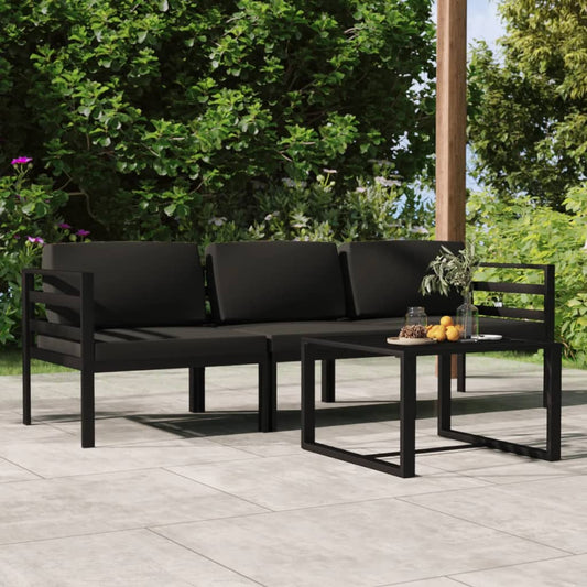 4 Piece Patio Lounge Set With Cushions Aluminum Anthracite