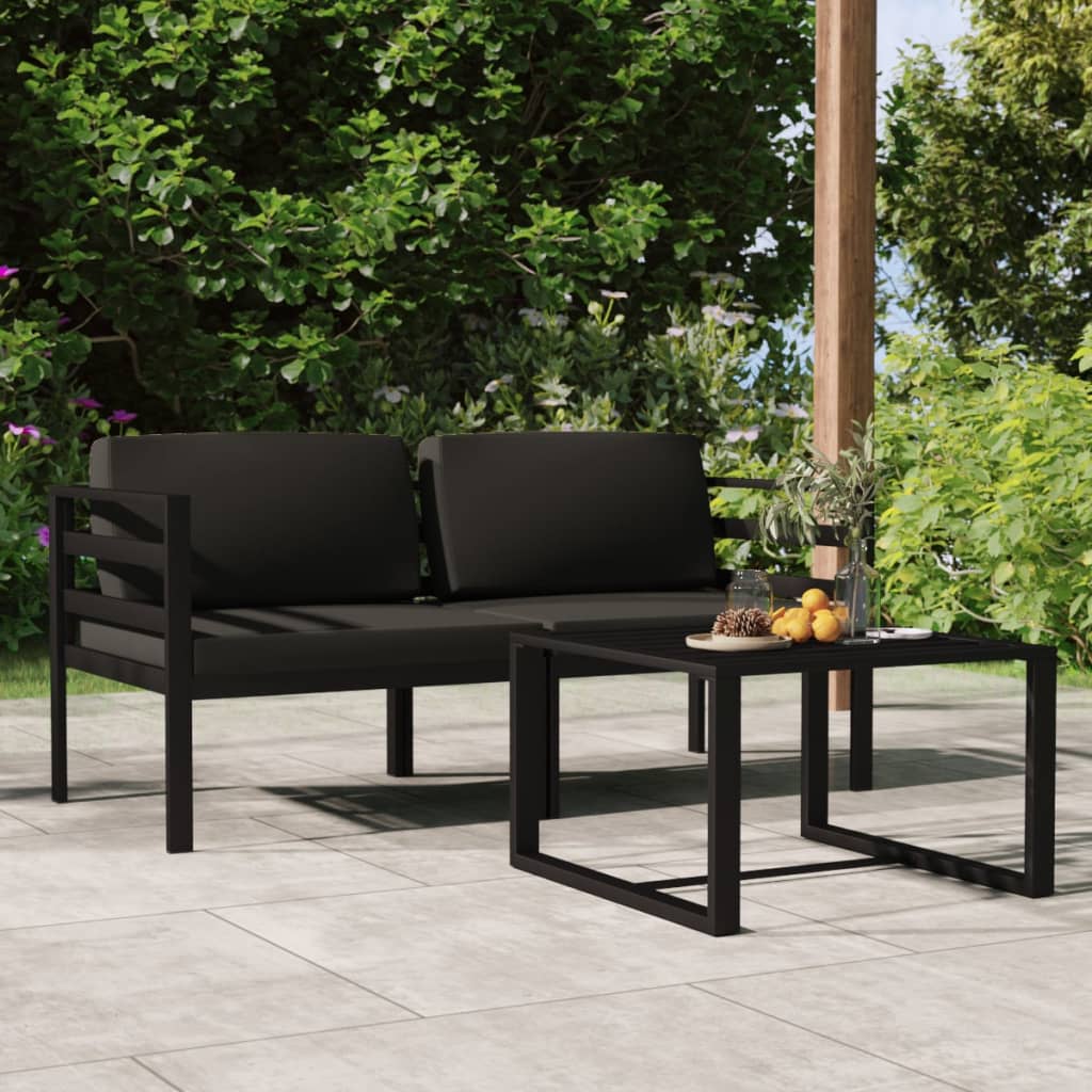 4 Piece Patio Lounge Set With Cushions Aluminum Anthracite