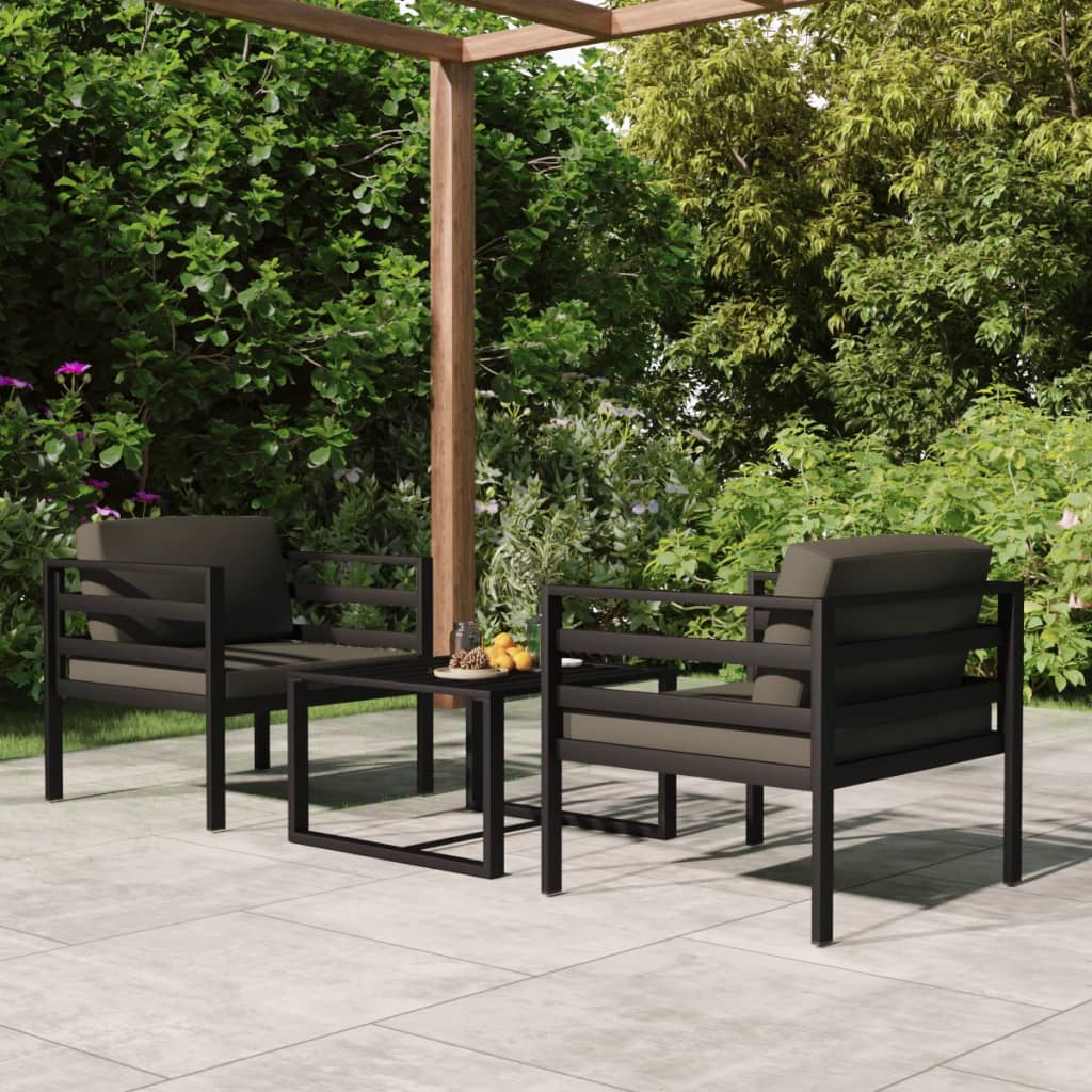 4 Piece Patio Lounge Set With Cushions Aluminum Anthracite