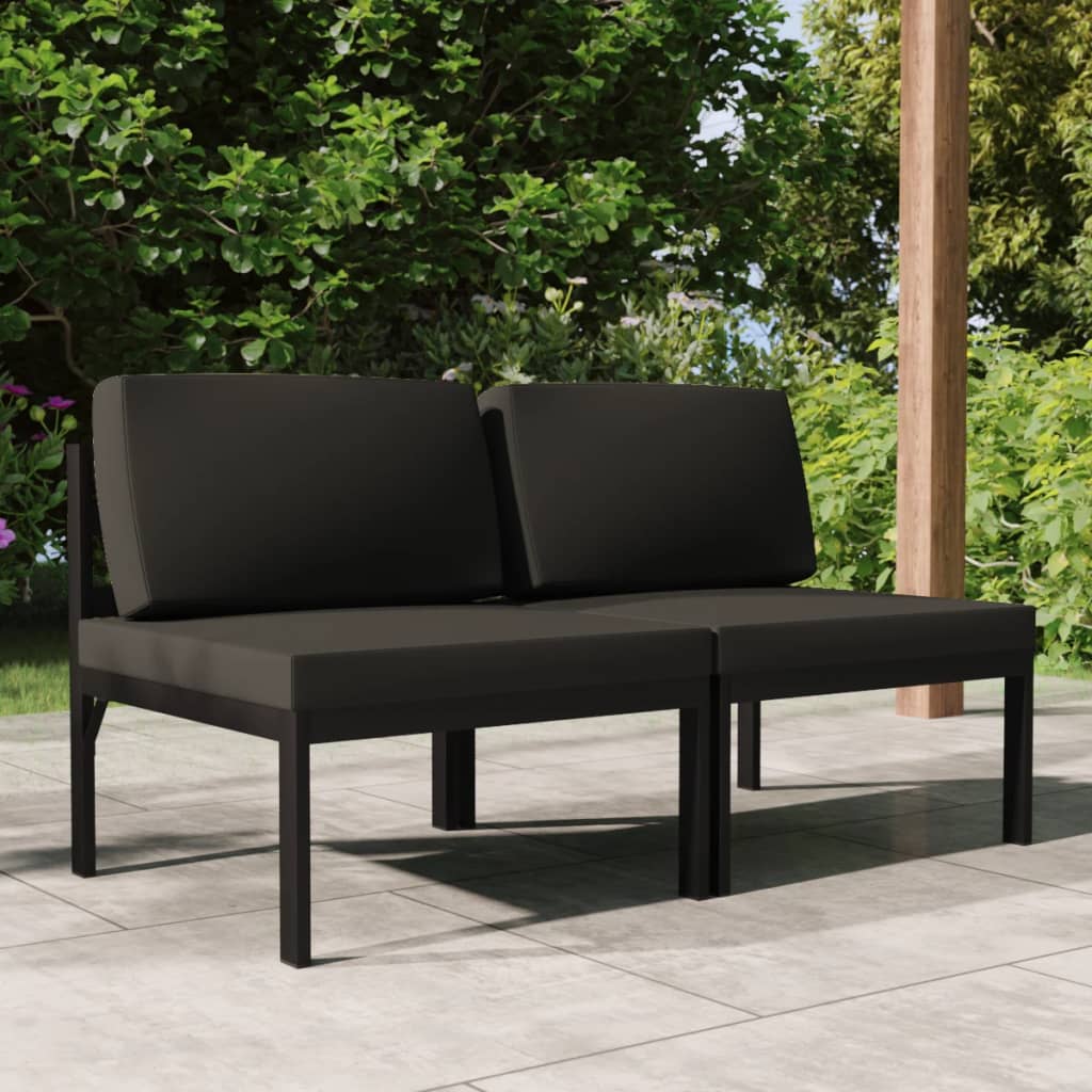 4 Piece Patio Lounge Set With Cushions Aluminum Anthracite