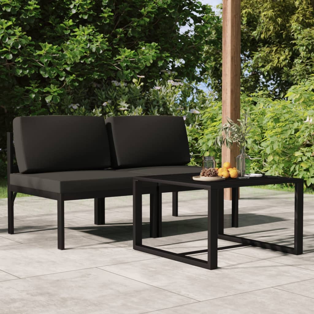 4 Piece Patio Lounge Set With Cushions Aluminum Anthracite