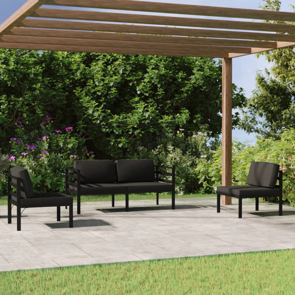 5 Piece Patio Lounge Set With Cushions Aluminum Anthracite