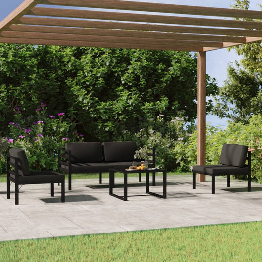 5 Piece Patio Lounge Set With Cushions Aluminum Anthracite