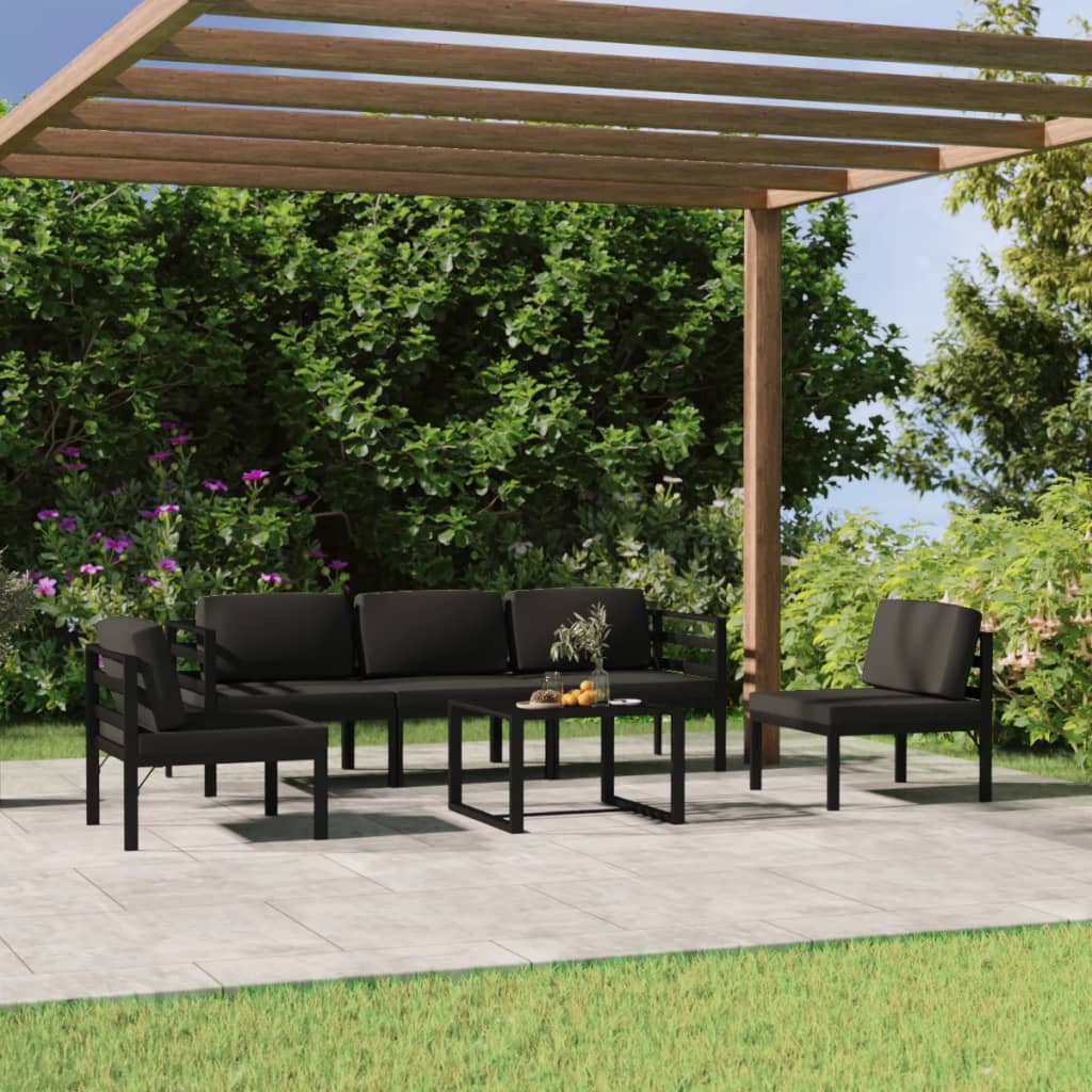 5 Piece Patio Lounge Set With Cushions Aluminum Anthracite