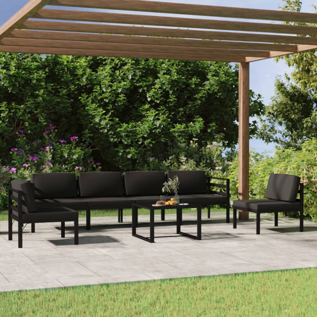 5 Piece Patio Lounge Set With Cushions Aluminum Anthracite