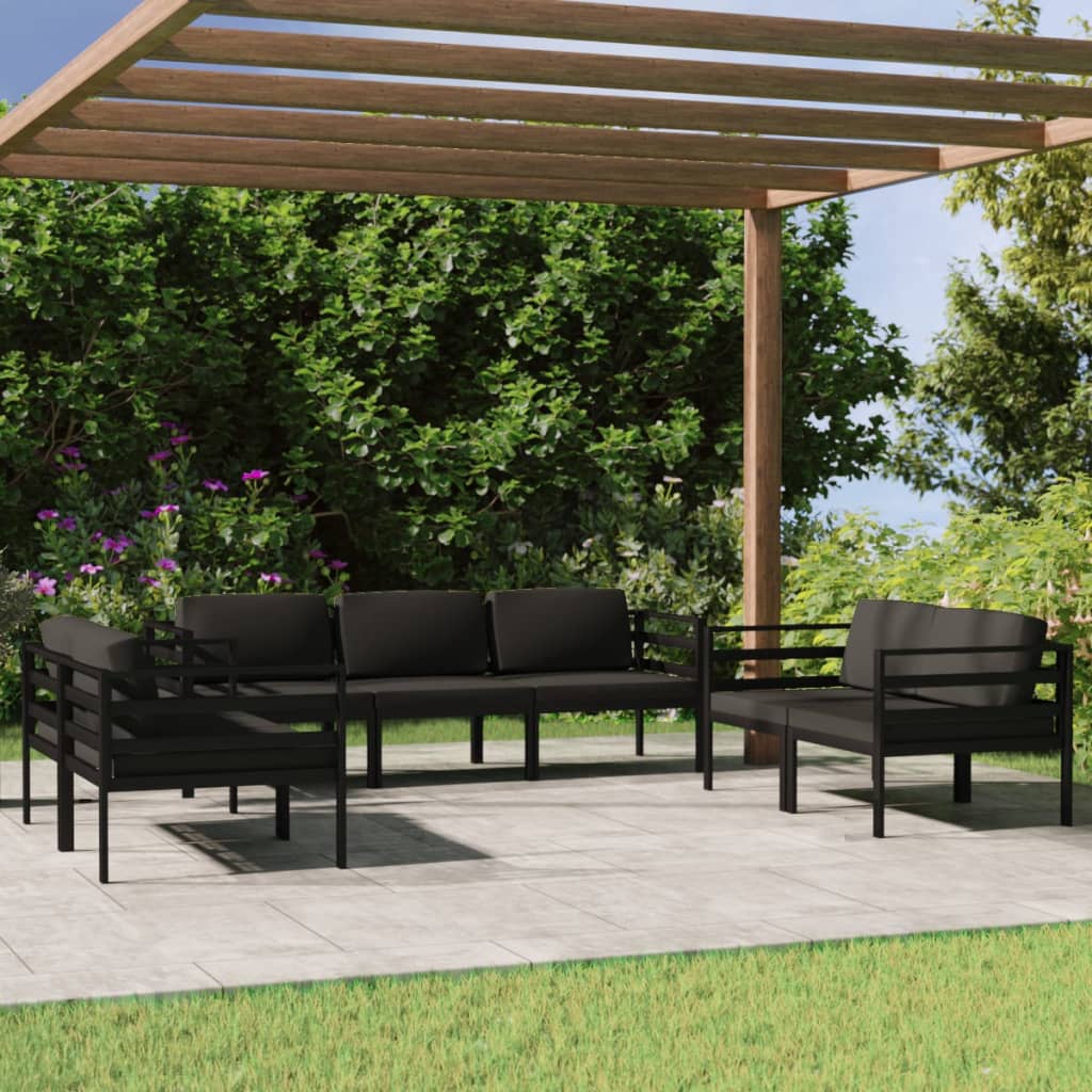 5 Piece Patio Lounge Set With Cushions Aluminum Anthracite