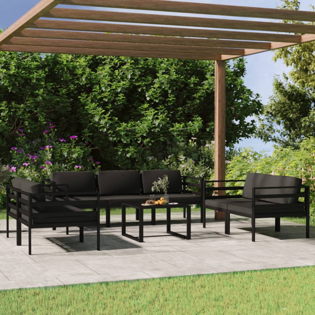 5 Piece Patio Lounge Set With Cushions Aluminum Anthracite