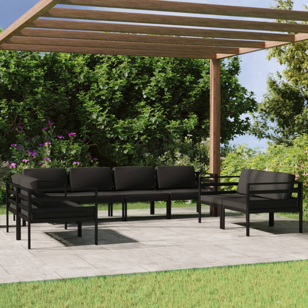 5 Piece Patio Lounge Set With Cushions Aluminum Anthracite