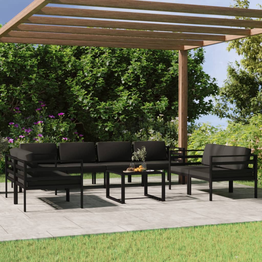 5 Piece Patio Lounge Set With Cushions Aluminum Anthracite