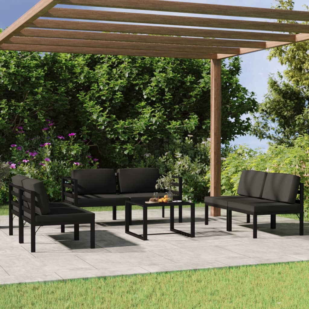 5 Piece Patio Lounge Set With Cushions Aluminum Anthracite