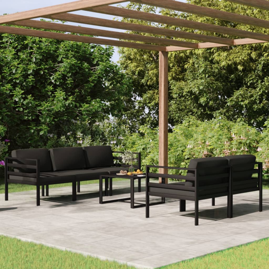 6 Piece Patio Lounge Set With Cushions Aluminum Anthracite