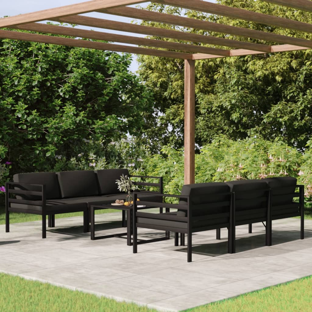 6 Piece Patio Lounge Set With Cushions Aluminum Anthracite