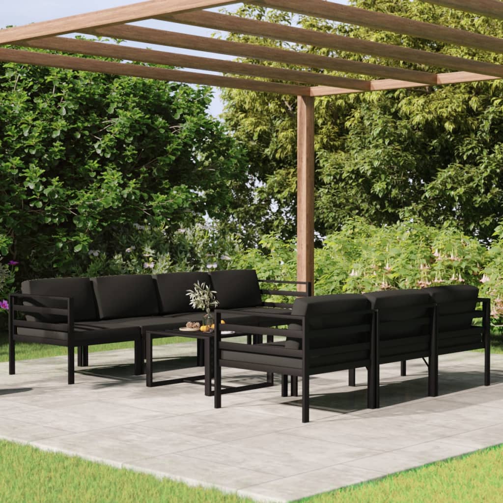 6 Piece Patio Lounge Set With Cushions Aluminum Anthracite