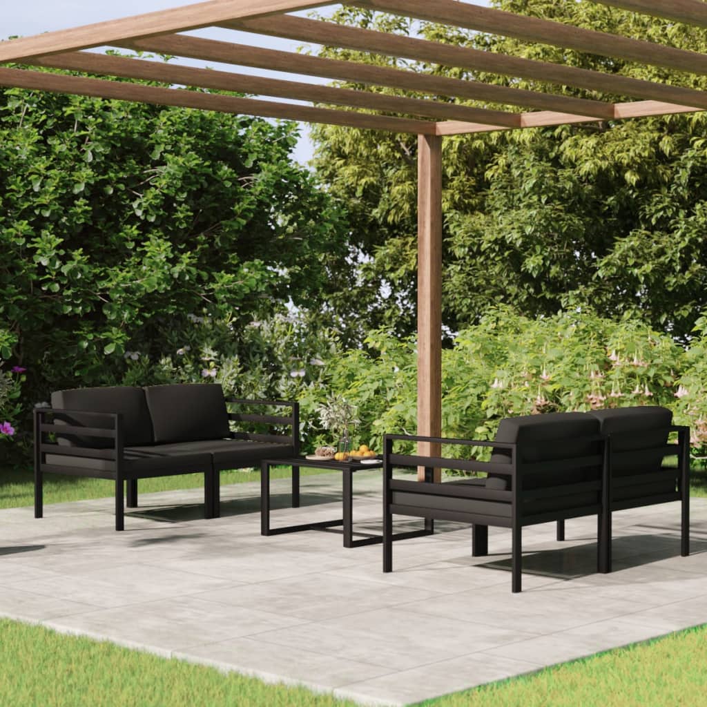 6 Piece Patio Lounge Set With Cushions Aluminum Anthracite