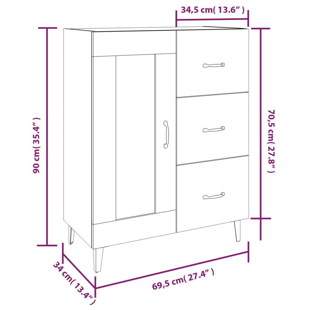 Sideboard 27.4&quot;X13.4&quot;X35.4&quot; Engineered Wood