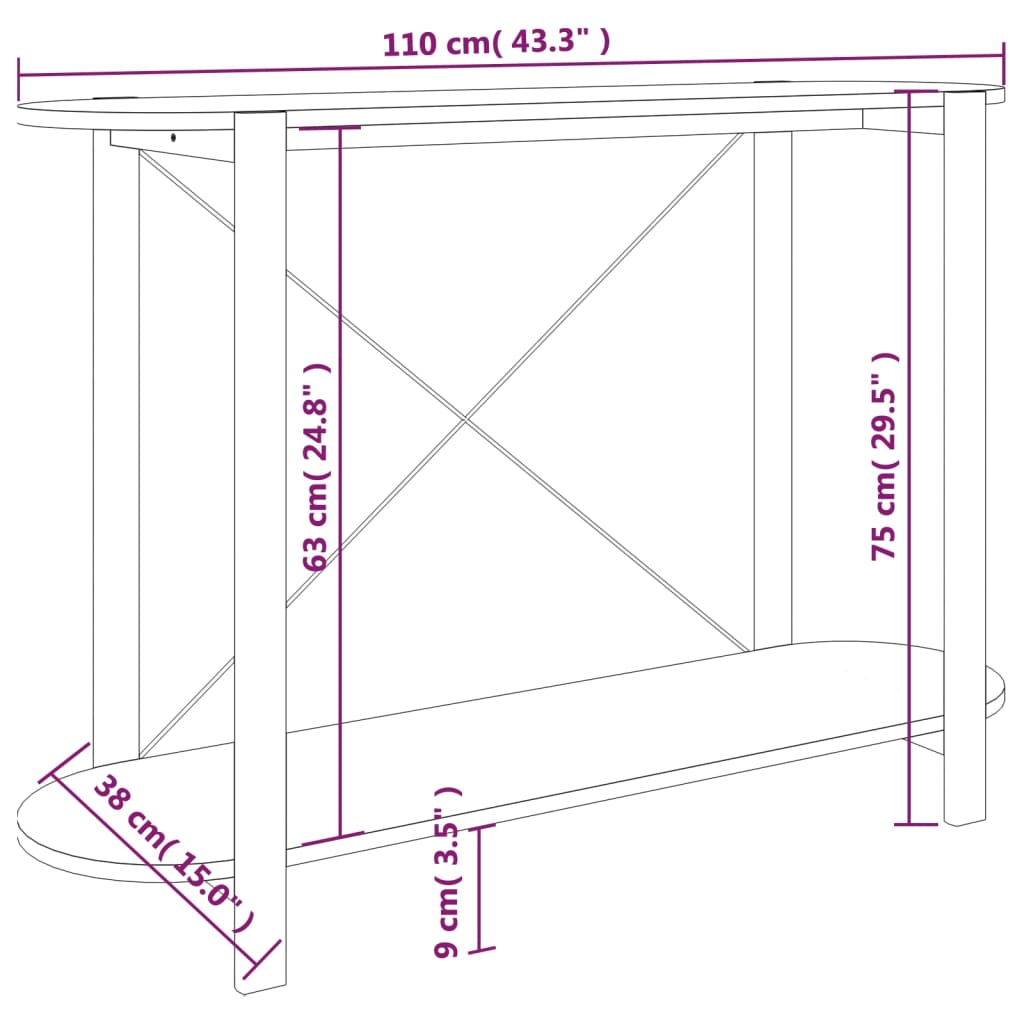 Console Table 43.3&quot;X15&quot;X29.5&quot; Engineered Wood