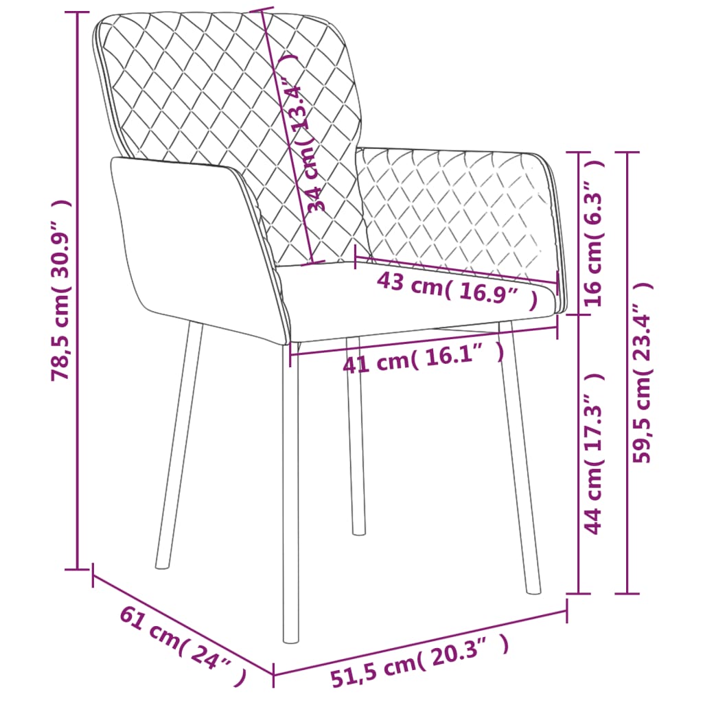 Dining Chairs 2 Pcs Velvet