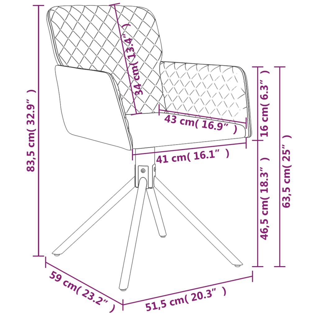 Swivel Dining Chairs 2 Pcs Velvet