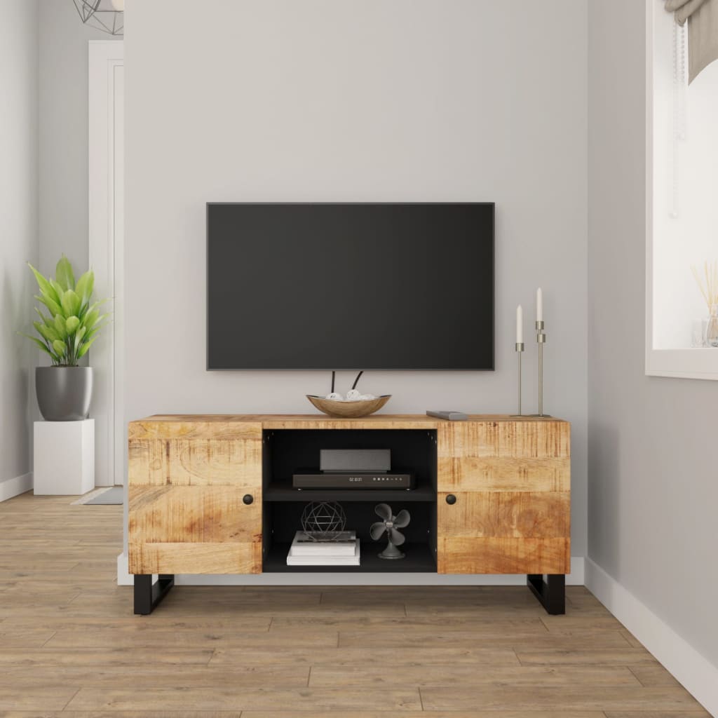 Tv Stand 41.3&quot;X13&quot;X18.1&quot; Solid Wood Acacia