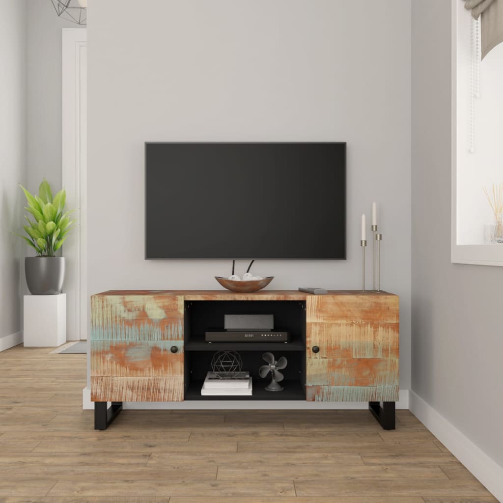 Tv Stand 41.3&quot;X13&quot;X18.1&quot; Solid Wood Acacia