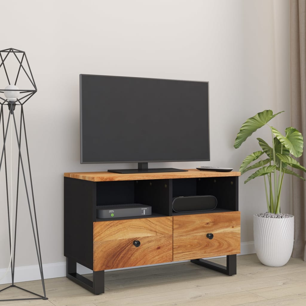 Tv Stand 27.6&quot;X13&quot;X18.1&quot; Solid Wood Acacia