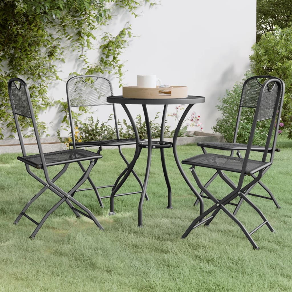 3 Piece Patio Dining Set Expanded Metal Mesh Anthracite