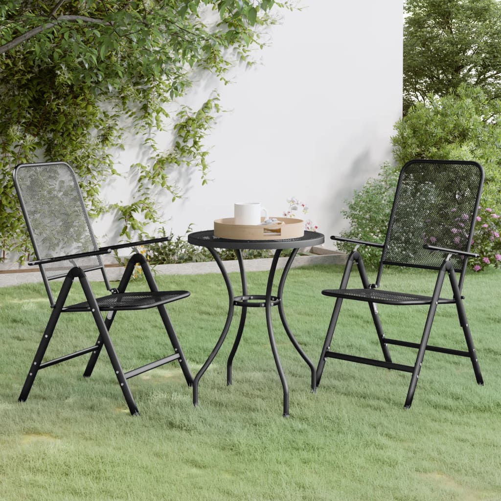 5 Piece Patio Dining Set Expanded Metal Mesh Anthracite