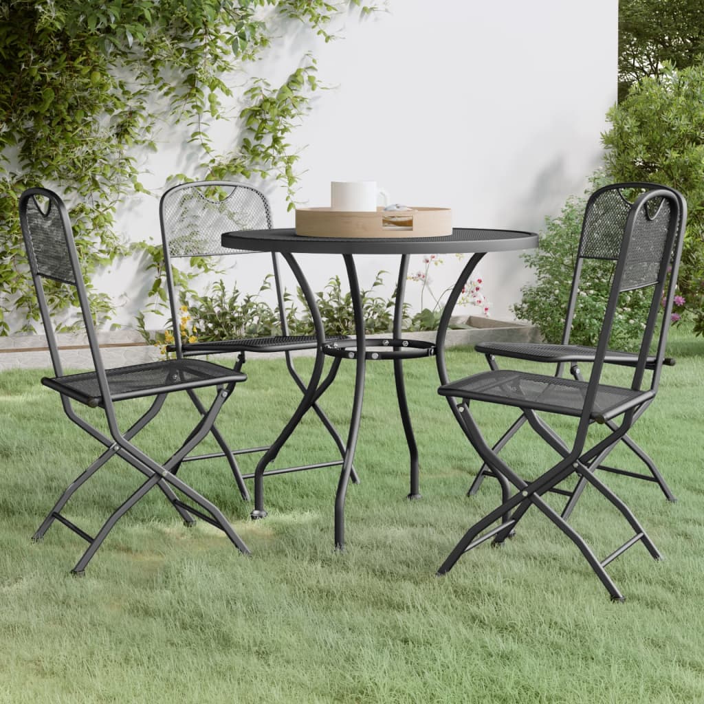 3 Piece Patio Dining Set Expanded Metal Mesh Anthracite