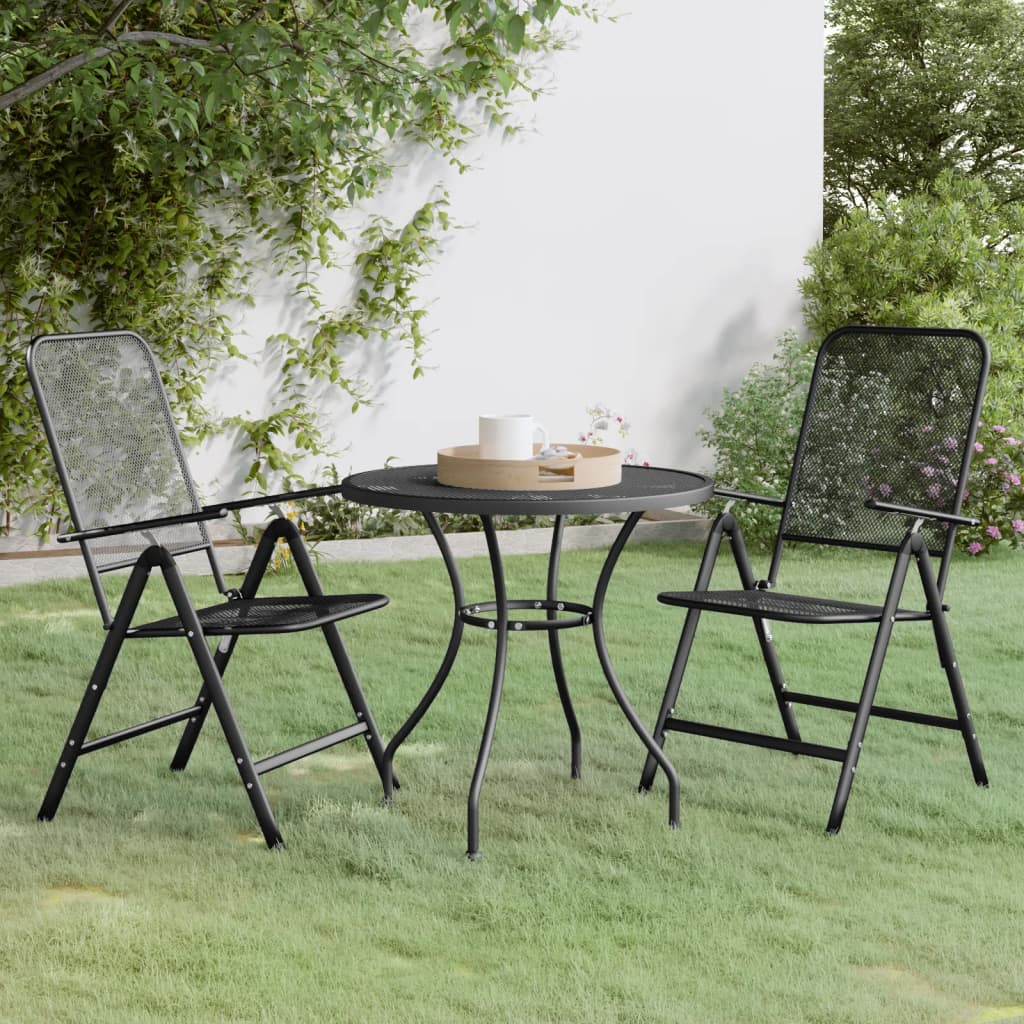 5 Piece Patio Dining Set Expanded Metal Mesh Anthracite