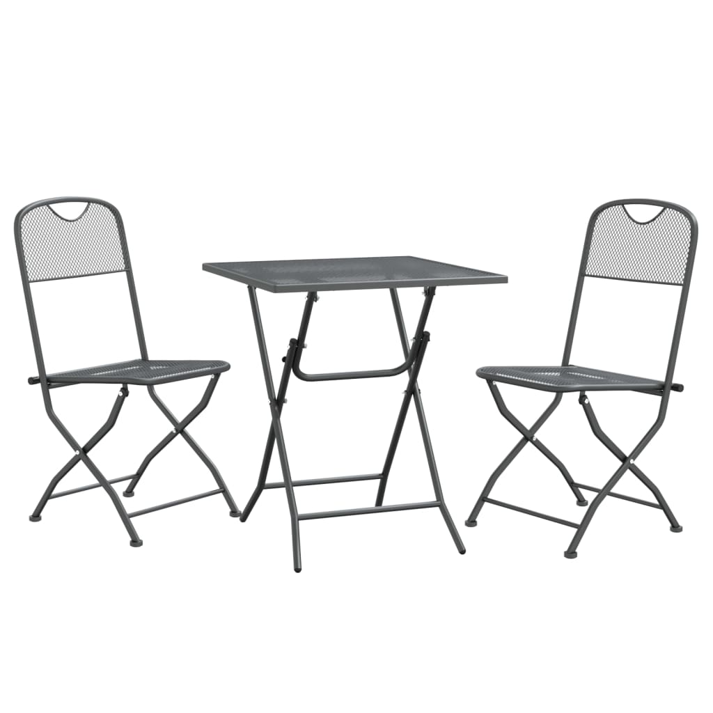 3 Piece Patio Dining Set Expanded Metal Mesh Anthracite