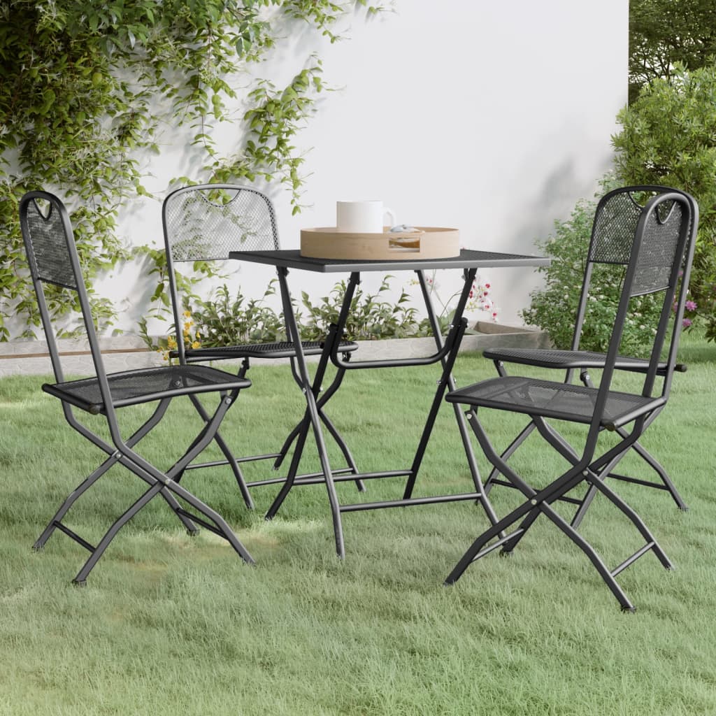 3 Piece Patio Dining Set Expanded Metal Mesh Anthracite