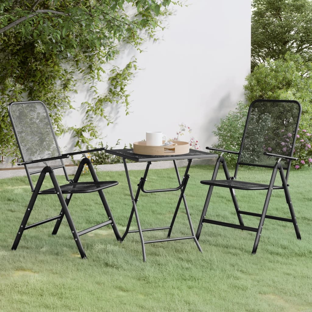 5 Piece Patio Dining Set Expanded Metal Mesh Anthracite