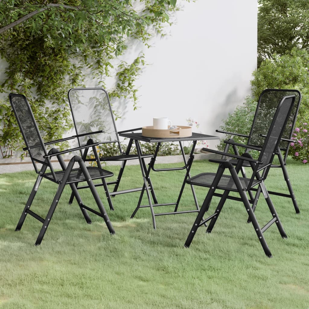 5 Piece Patio Dining Set Expanded Metal Mesh Anthracite