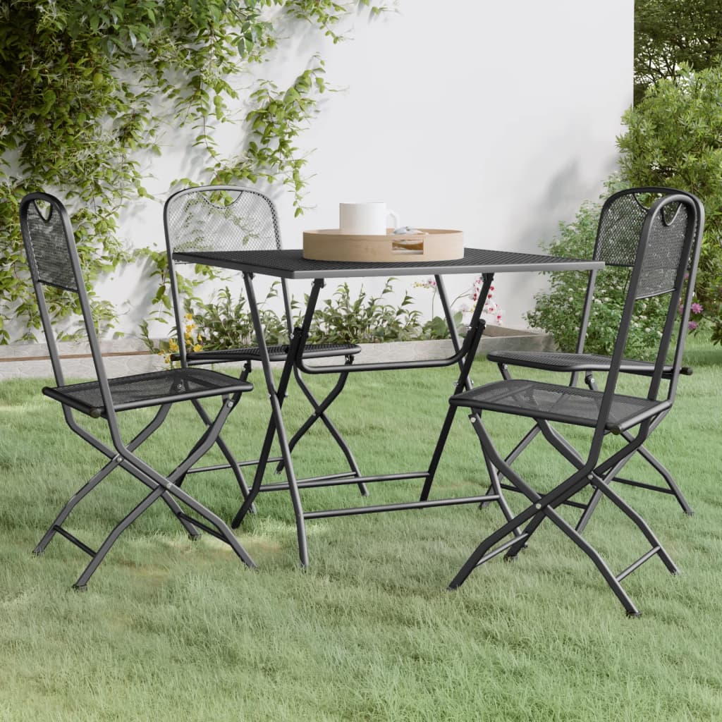 3 Piece Patio Dining Set Expanded Metal Mesh Anthracite