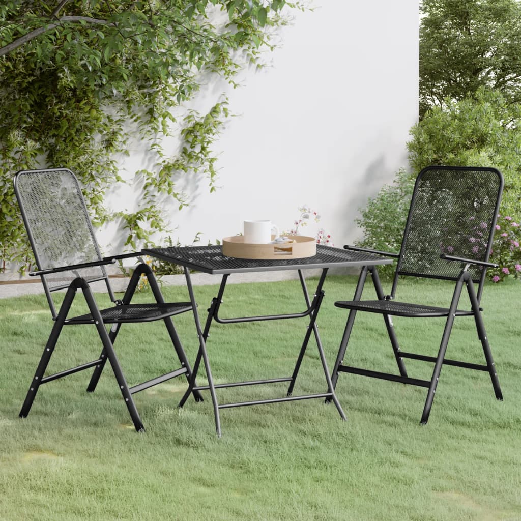 5 Piece Patio Dining Set Expanded Metal Mesh Anthracite