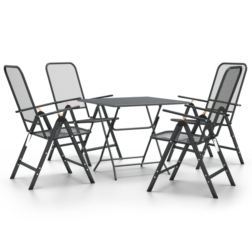 5 Piece Patio Dining Set Expanded Metal Mesh Anthracite