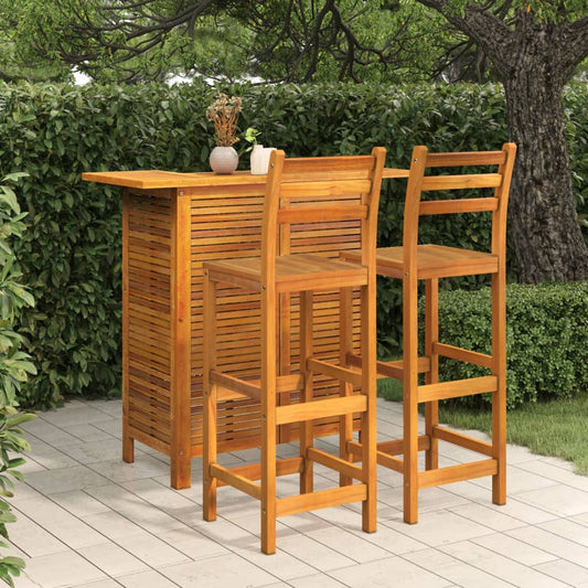 3 Piece Patio Bar Set Solid Wood Acacia