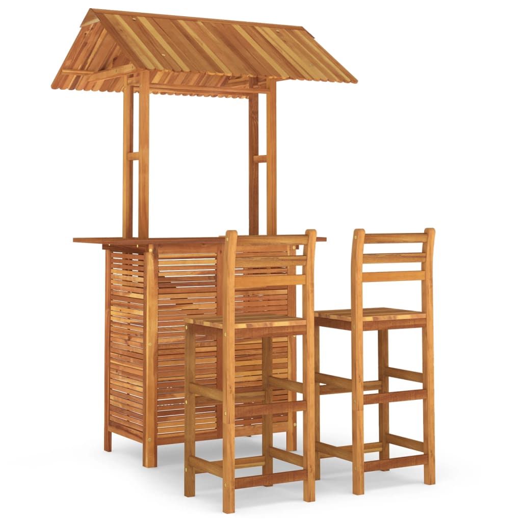 3 Piece Patio Bar Set Solid Wood Acacia