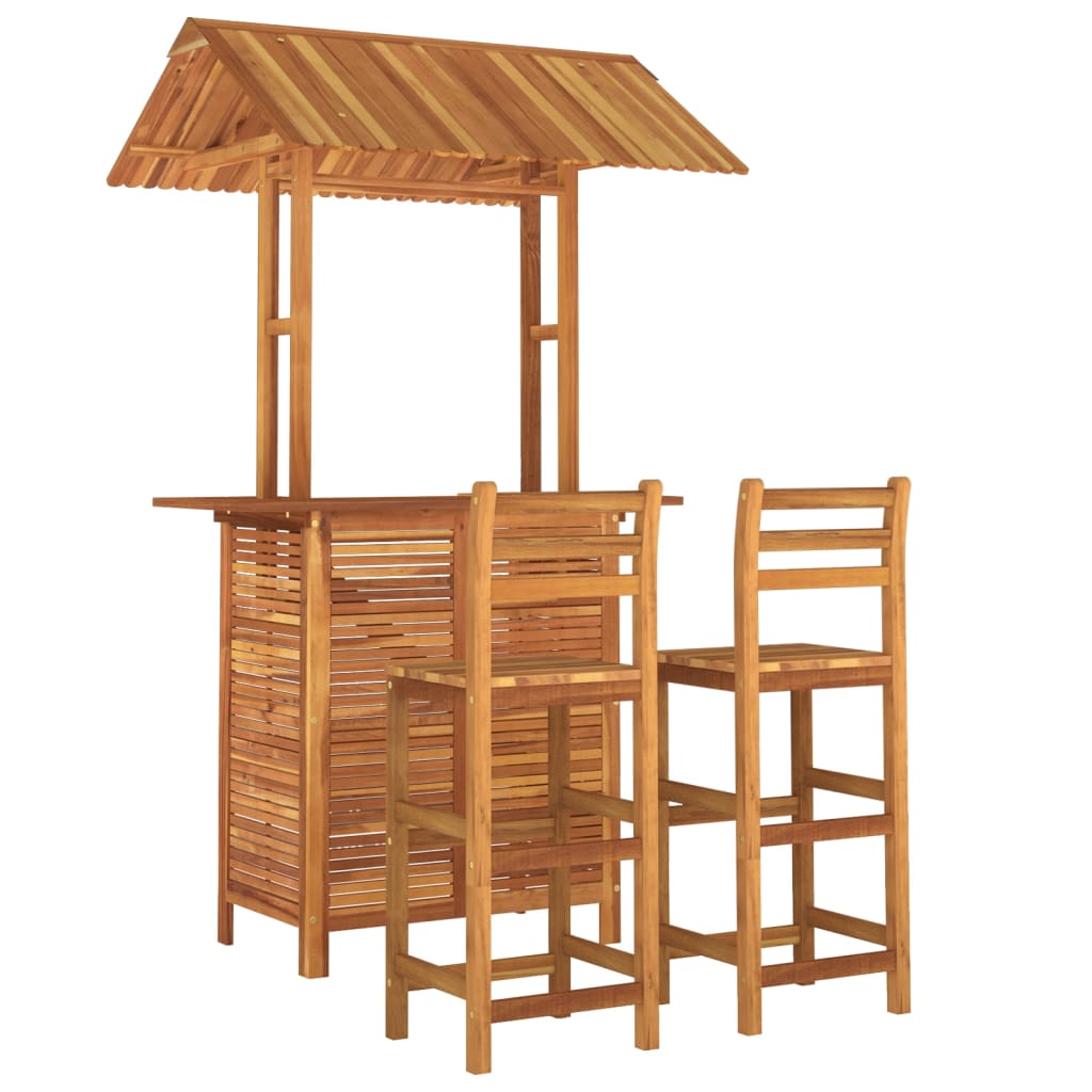 3 Piece Patio Bar Set Solid Wood Acacia