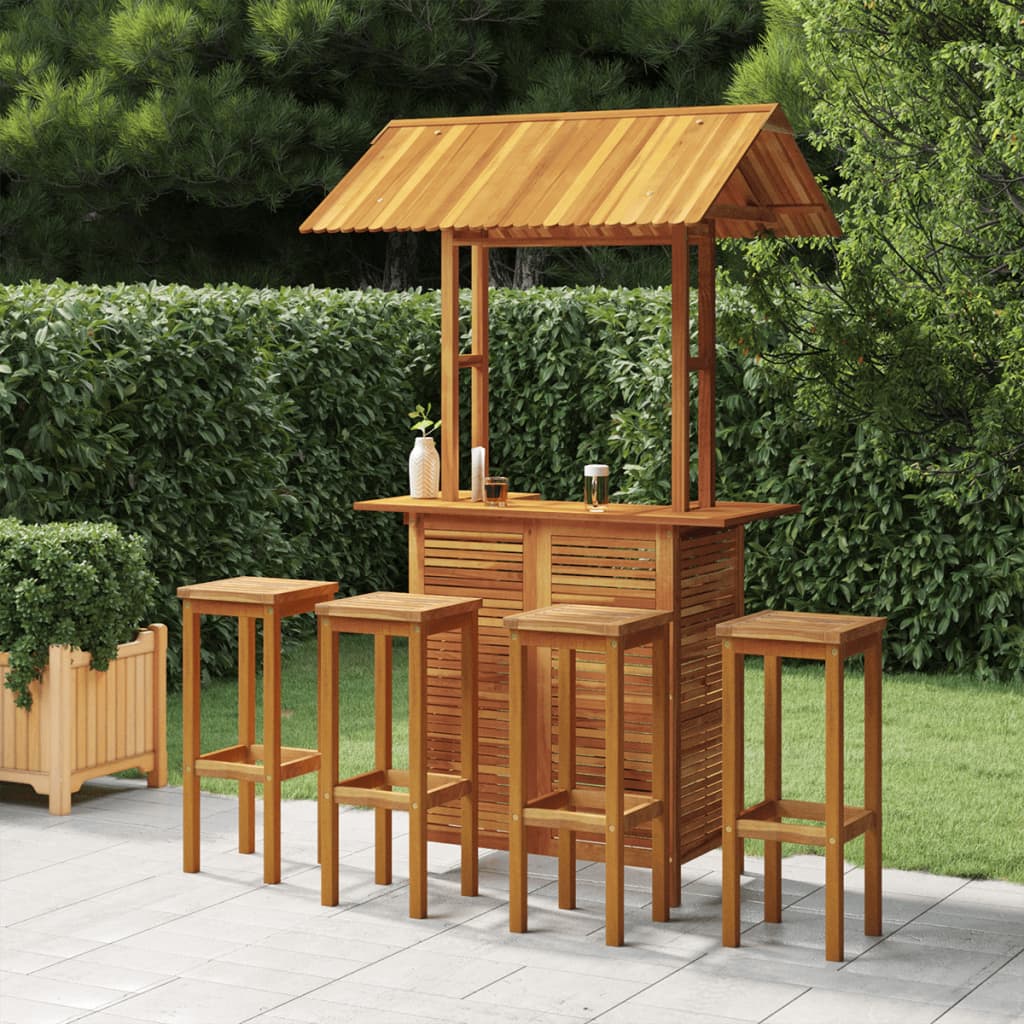 3 Piece Patio Bar Set Solid Wood Acacia