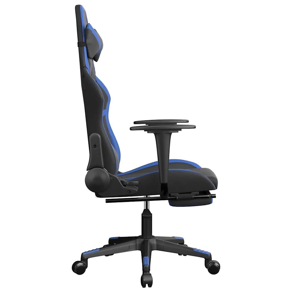 Massage Gaming Chair Black&Blue Faux Leather