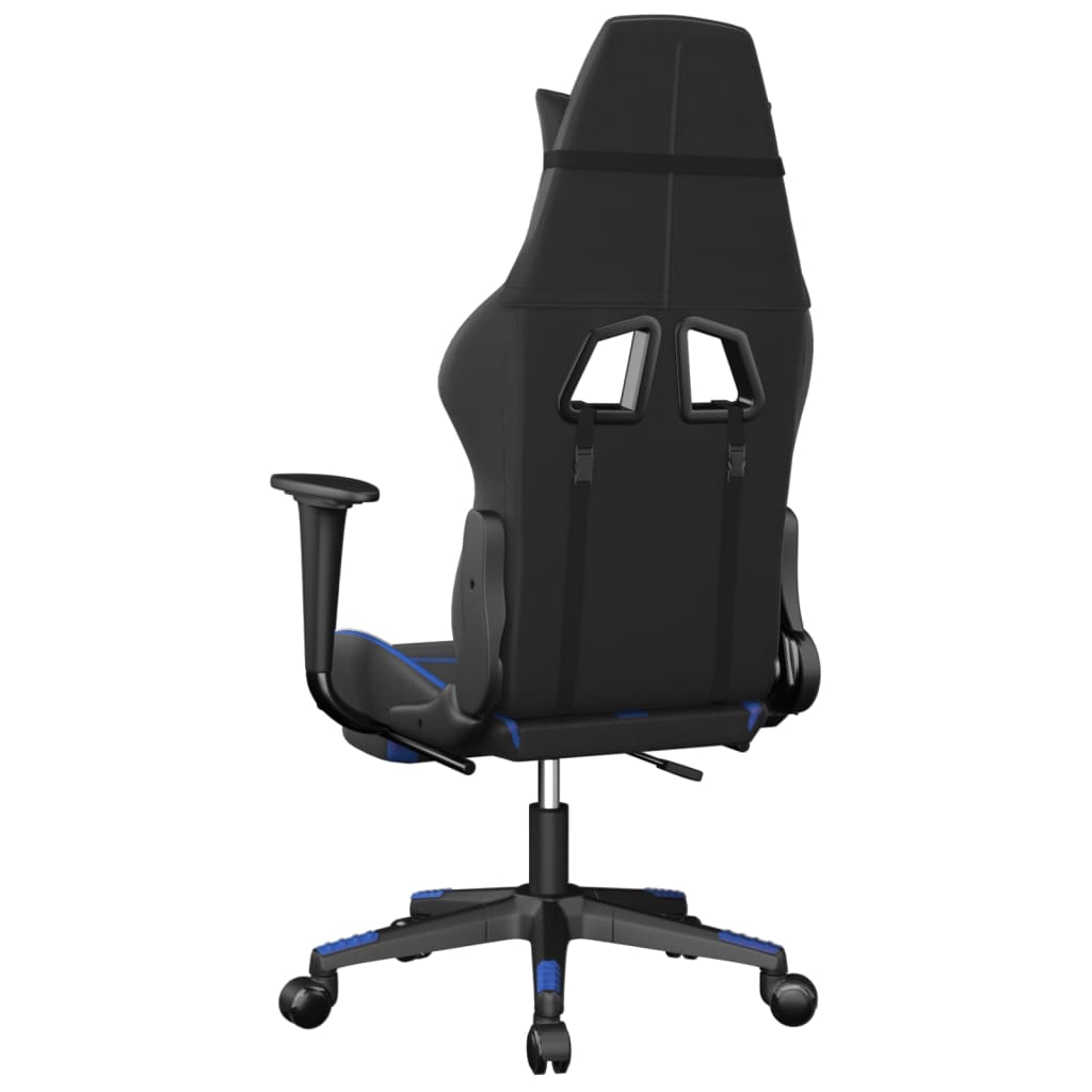 Massage Gaming Chair Black&Blue Faux Leather