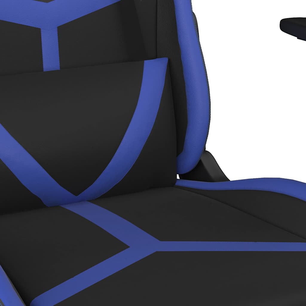 Massage Gaming Chair Black&Blue Faux Leather