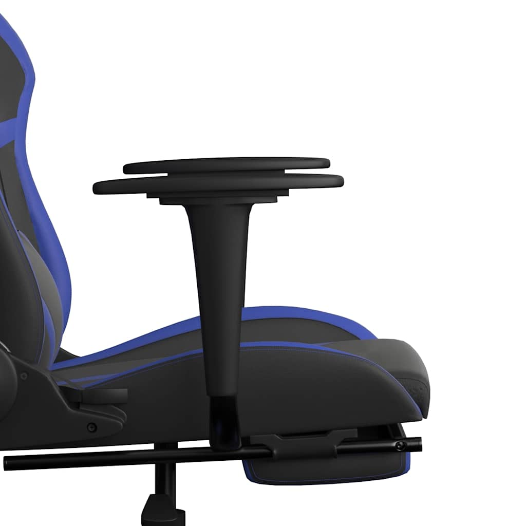 Massage Gaming Chair Black&Blue Faux Leather