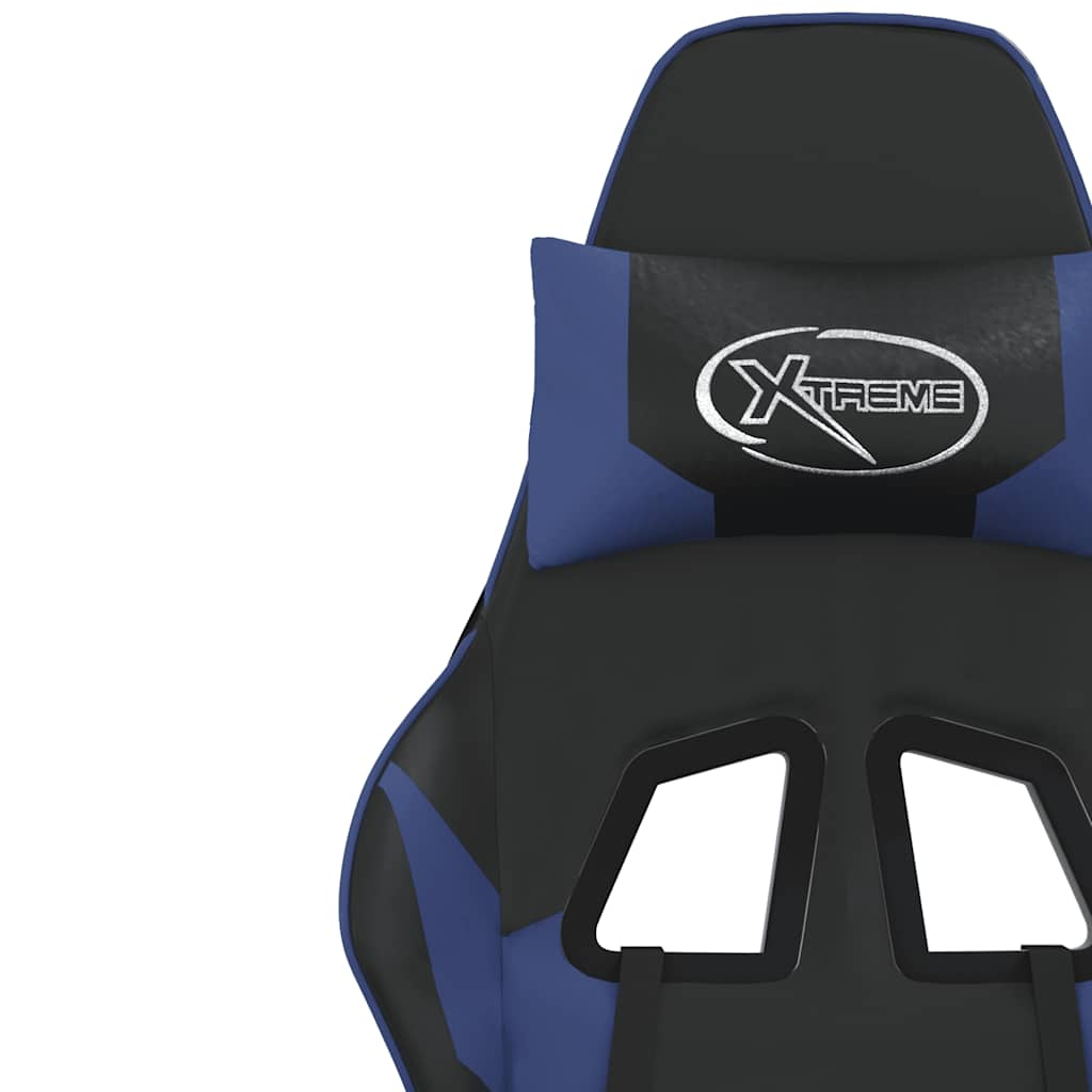 Massage Gaming Chair Black&Blue Faux Leather