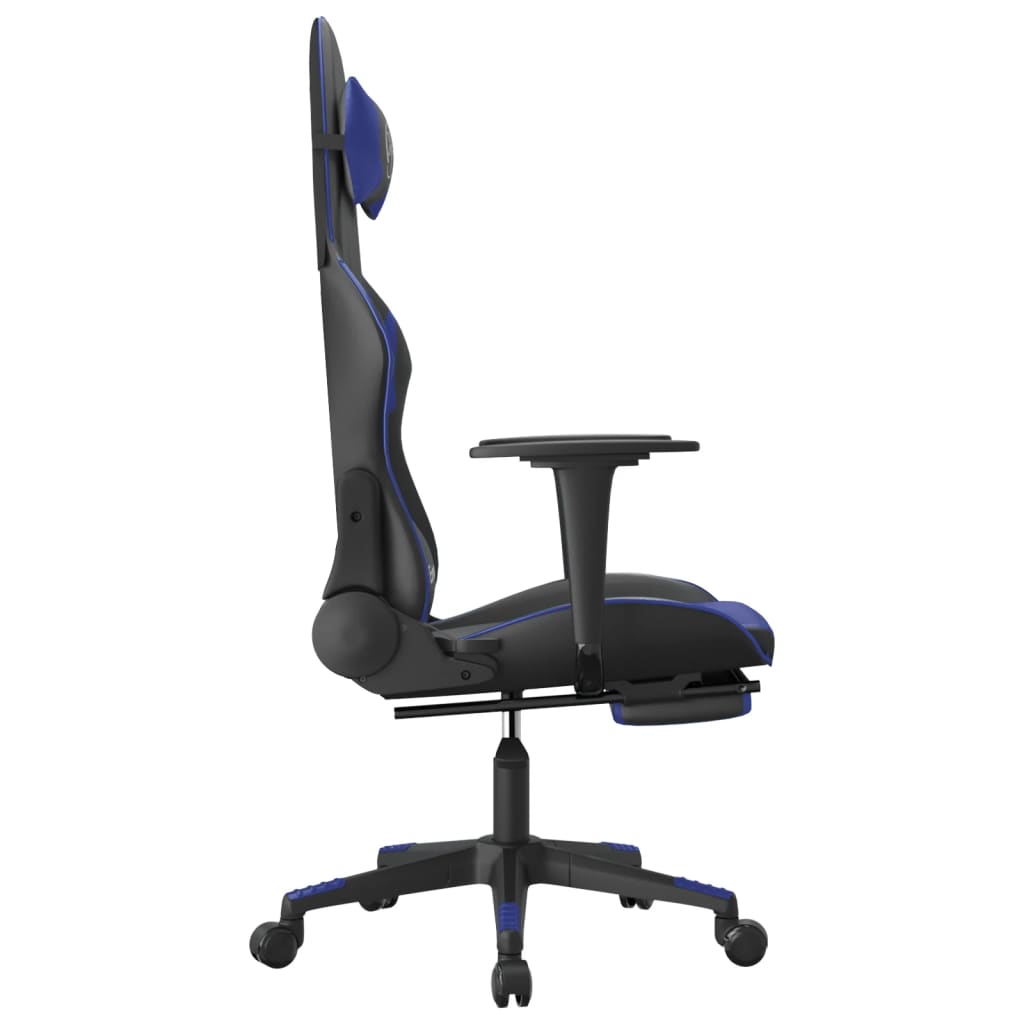 Massage Gaming Chair Black&Blue Faux Leather