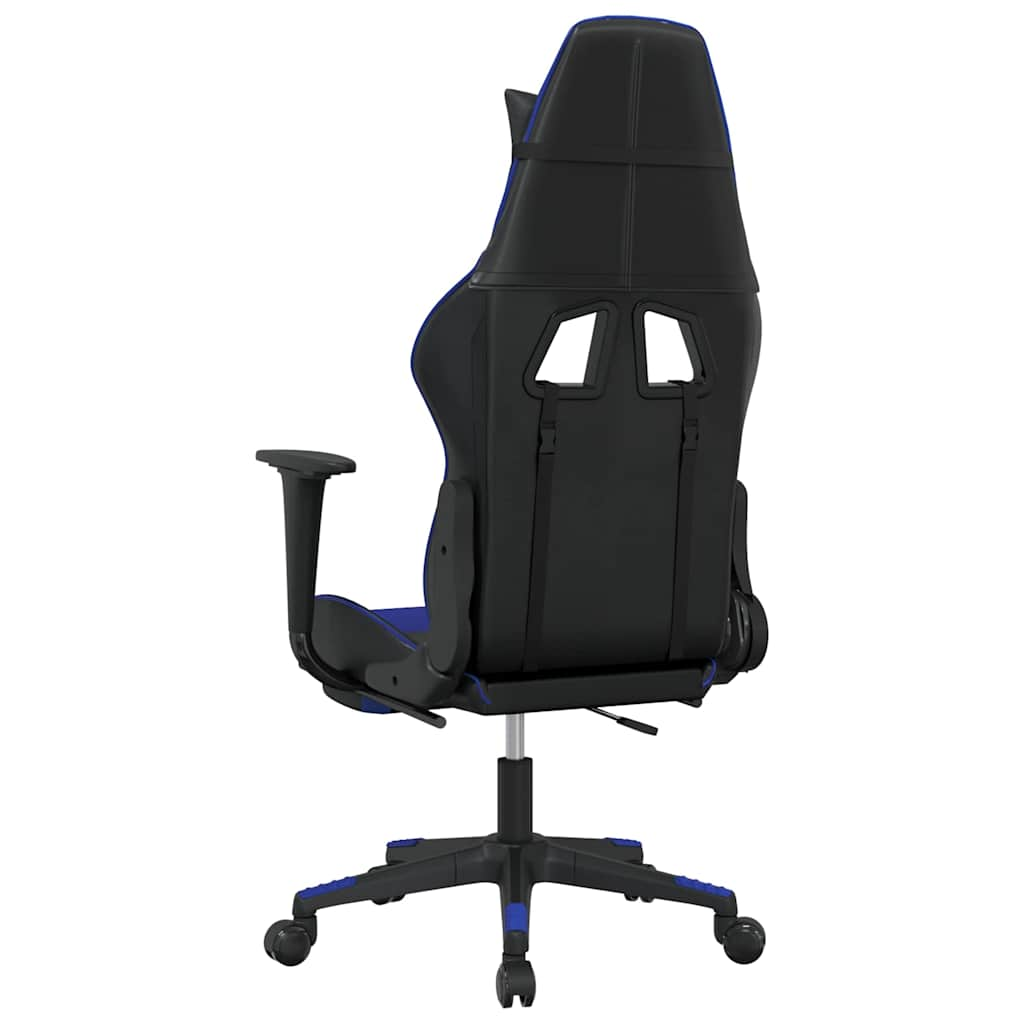 Massage Gaming Chair Black&Blue Faux Leather